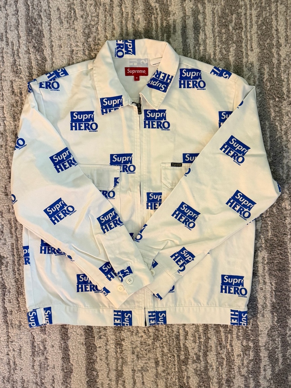 Supreme x Antihero Hero Work Jacket White Blue New Medium